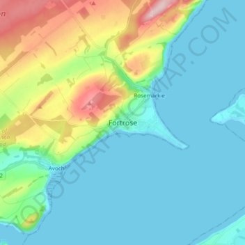 Fortrose topographic map, elevation, terrain