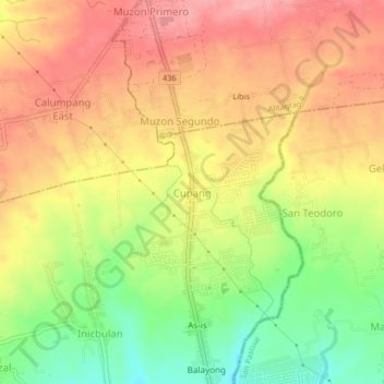 Cupang topographic map, elevation, terrain