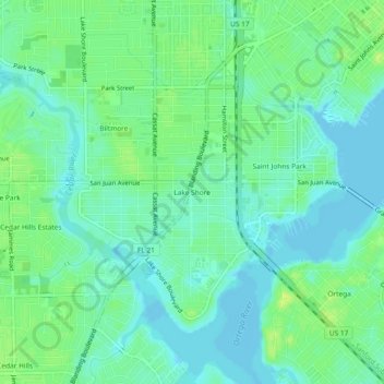 Lake Shore topographic map, elevation, terrain