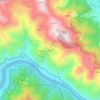 Kyarki topographic map, elevation, terrain