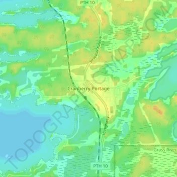 Cranberry Portage topographic map, elevation, terrain