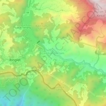 Bertam Valley topographic map, elevation, terrain