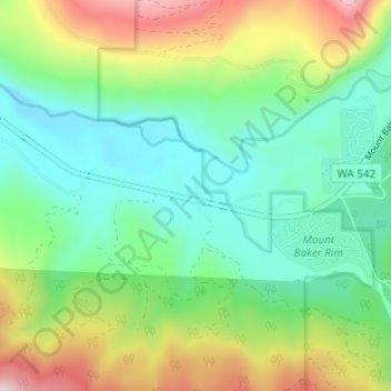 Glacier topographic map, elevation, terrain
