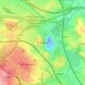 Waverley topographic map, elevation, terrain