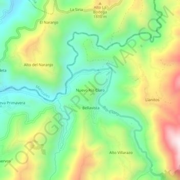 Nuevo Río Claro topographic map, elevation, terrain