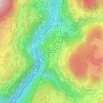 San Osvaldo topographic map, elevation, terrain