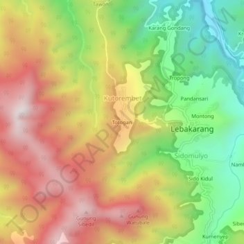 Totogan topographic map, elevation, terrain