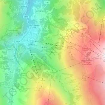 Geneuil topographic map, elevation, terrain