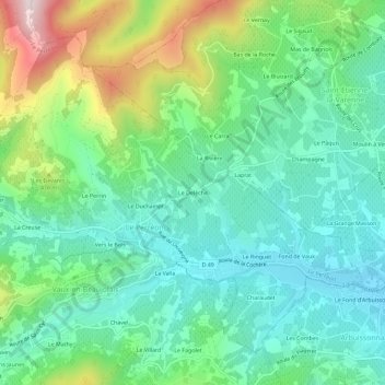 Le Delèche topographic map, elevation, terrain