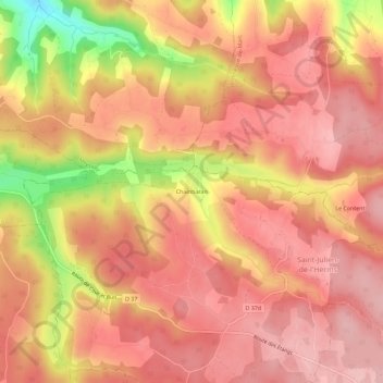 Chambaran topographic map, elevation, terrain