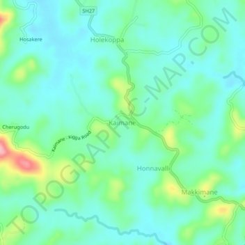 Kaimane topographic map, elevation, terrain