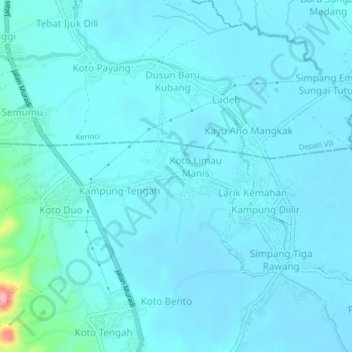 Permai Indah topographic map, elevation, terrain