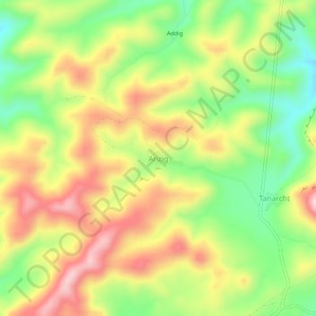 Anzig topographic map, elevation, terrain