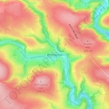 Withypool topographic map, elevation, terrain