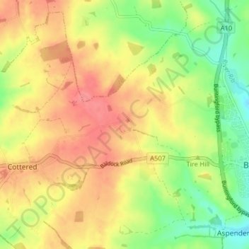 Throcking topographic map, elevation, terrain