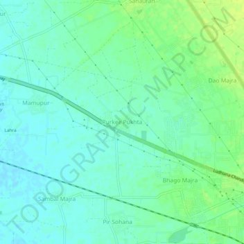 Rurkee Pukhta topographic map, elevation, terrain