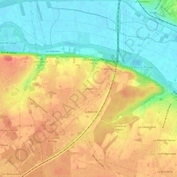Coesnon topographic map, elevation, terrain