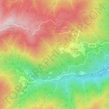 Campi di Poggio topographic map, elevation, terrain