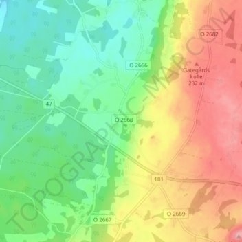 Gökhem topographic map, elevation, terrain