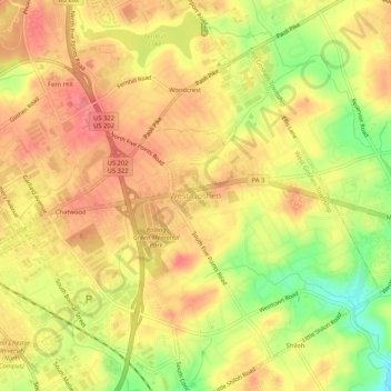 West Goshen topographic map, elevation, terrain