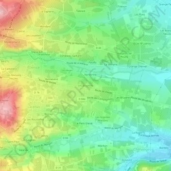 Les Bruyères topographic map, elevation, terrain