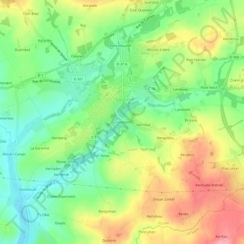 Croastiben topographic map, elevation, terrain