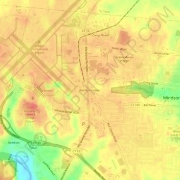 Bull Run Corner topographic map, elevation, terrain