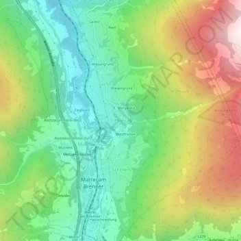 Pfons topographic map, elevation, terrain
