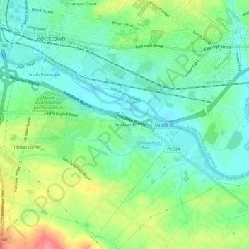 Kenilworth topographic map, elevation, terrain