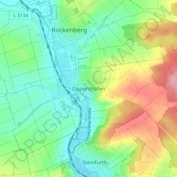 Oppershofen topographic map, elevation, terrain