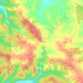 Huff topographic map, elevation, terrain