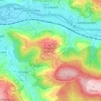 Schönbühl topographic map, elevation, terrain