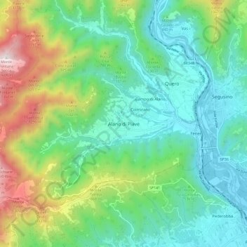 Alano di Piave topographic map, elevation, terrain