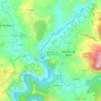 Monte da Barca topographic map, elevation, terrain