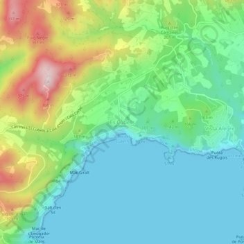 Es Cubells topographic map, elevation, terrain