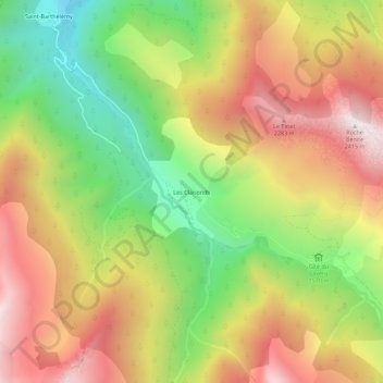 Les Clarionds topographic map, elevation, terrain