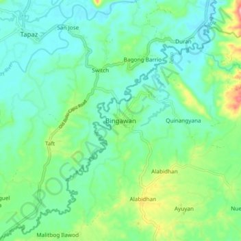 Bingawan topographic map, elevation, terrain