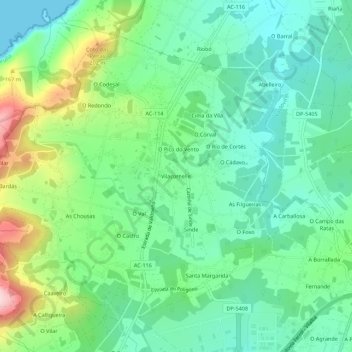 Vilacornelle topographic map, elevation, terrain