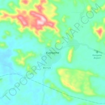 Kampene topographic map, elevation, terrain