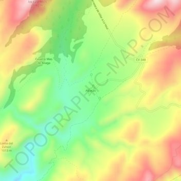 Alcotas topographic map, elevation, terrain