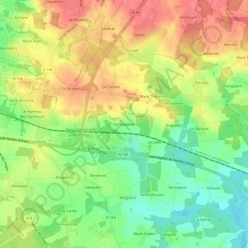 Le Rohabon topographic map, elevation, terrain