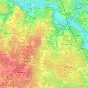 La Minière topographic map, elevation, terrain