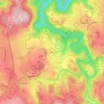 Ceveyrac topographic map, elevation, terrain