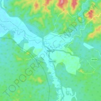Manja topographic map, elevation, terrain