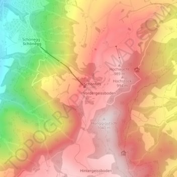 Zugerberg topographic map, elevation, terrain