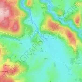 Brezojevica topographic map, elevation, terrain