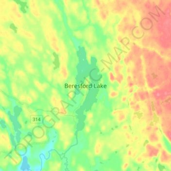 Beresford Lake topographic map, elevation, terrain