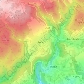 Robern topographic map, elevation, terrain