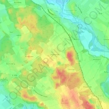 Litzlwalchen topographic map, elevation, terrain