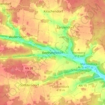 Bertholdsdorf topographic map, elevation, terrain